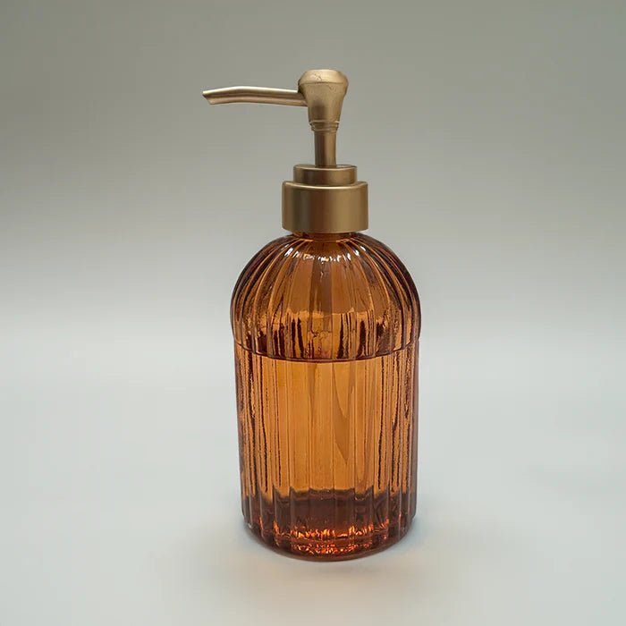 Amber Glass Soap Dispenser with Gold Pump Evg2 Image - 2