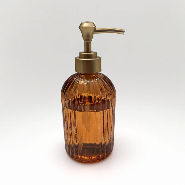 Amber Glass Soap Dispenser with Gold Pump Evg2 Image - 3
