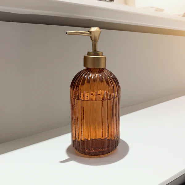 Amber Glass Soap Dispenser with Gold Pump Evg2 Image - 4
