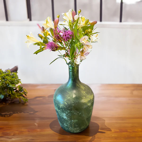 Rustic Green Glass Decorative Vase Evg3 Image 3