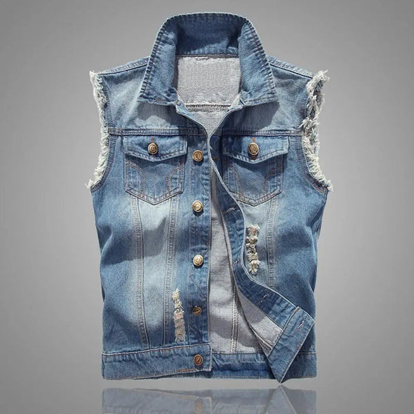 Outlaw Evans Distressed Denim Vest