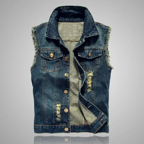 Outlaw Evans Distressed Denim Vest