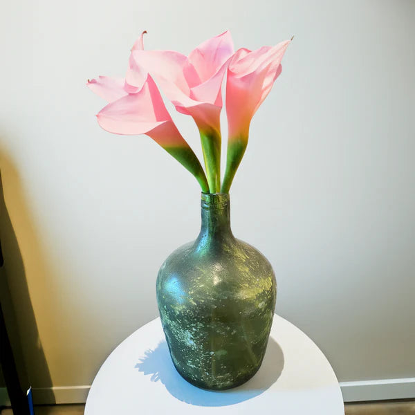 Rustic Green Glass Decorative Vase Evg3 Image 5